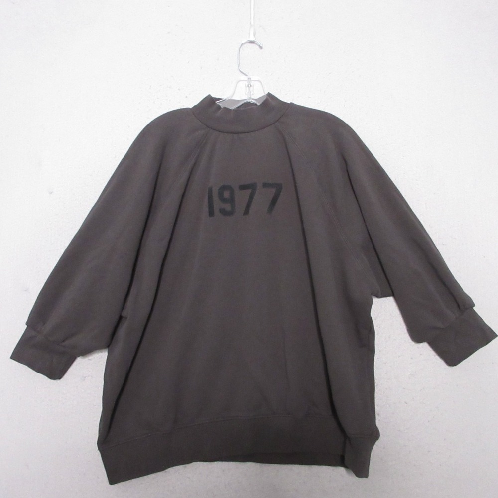 Fear of God ESSENTIALS Sweatshirt Women Large Brown Mock Neck 3/4 Sleeve 1977